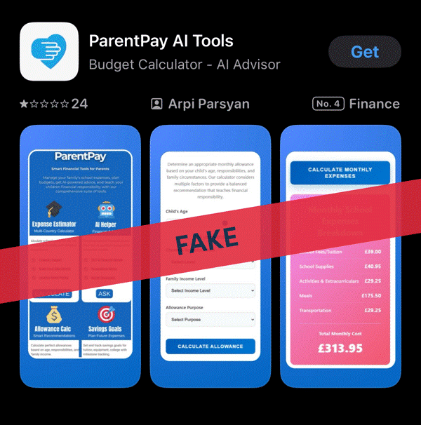 ParentPay Fake App